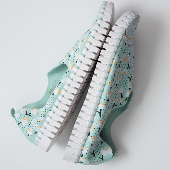 Ilse Jacobsen Tulip Platform Shoes Abstract Floral Flats Slip On Green White 41 - Picture 3 of 8